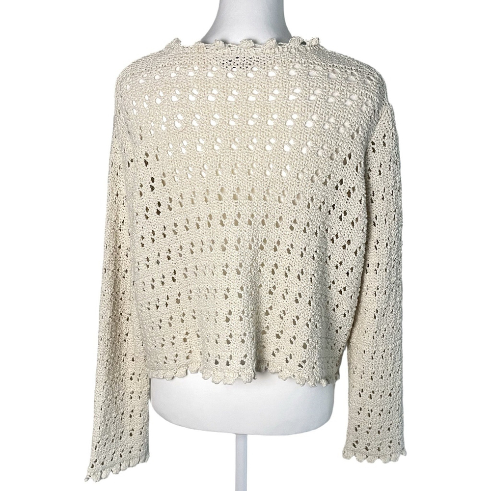 Zara Textured Knit Sweater Cream Small - Picture 5 of 9